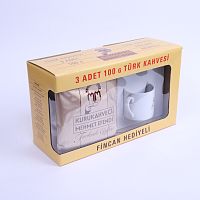 Набор Турецкий кофе+чашка с блюдцем MEHMET EFENDI молотый, упак. 3 шт. по 100 г. 
