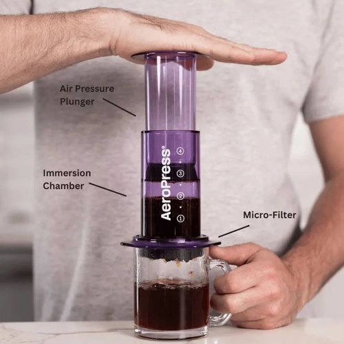 Кофеварка ручная Аэропресс (Aeropress) Clear Purple, фиолетовая, 90PR05  фото 2