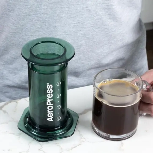 Кофеварка ручная Аэропресс (Aeropress) Clear Green, зеленая, 90PG05  фото 3