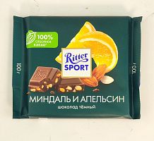 Миндаль и Апельсин RITTER SPORT темный шоколад, 100 г. 