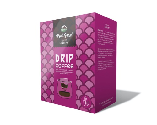 Бейлис BRAI GRAN кофе молотый в ДРИП-ПАКЕТАХ, упак. 8 шт. по 8 г. 