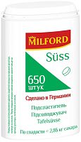 Подсластитель MILFORD Suss сахарозаменитель в дозаторе, 650 табл. 