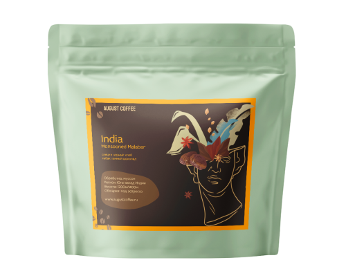 India Monsooned Malabar AUGUST COFFEE (для эспрессо) кофе в зернах упак. 200 г. 