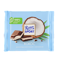 Кокос RITTER SPORT молочный шоколад, 100 г. 