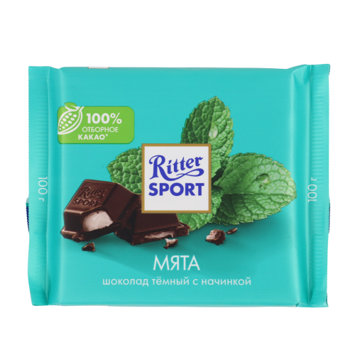 Мята RITTER SPORT темный шоколад, 100 г. 