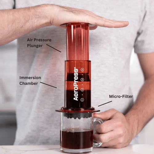 Кофеварка ручная Аэропресс (Aeropress) Red, красная, 90RD05   фото 2