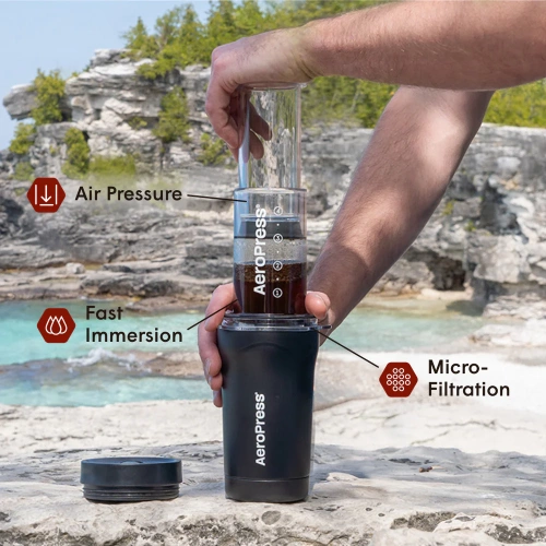 Кофеварка ручная Аэропресс (Aeropress) Go Plus, черная  фото 2