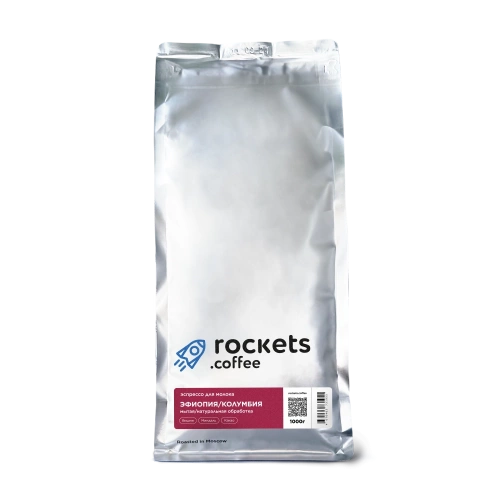 Эфиопия/Колумбия ROCKETS COFFEE (для эспрессо) кофе в зернах, упак. 1 кг. 