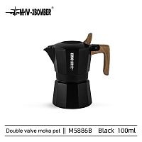 Гейзерная кофеварка MHW-3BOMBER Double Valve на 100 мл, чёрная, Potblack-100 ML, M5886B 