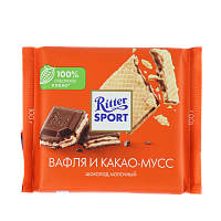 Вафля и Какао-Мусс RITTER SPORT молочный шоколад, 100 г. 