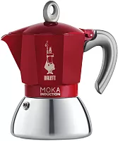 Гейзерная кофеварка BIALETTI MOKA Induction красный цвет на 4 чашки. 