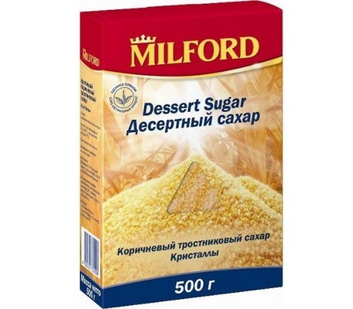 Десертный сахар MILFORD тростниковый нерафинированный, упак. 500 г. 