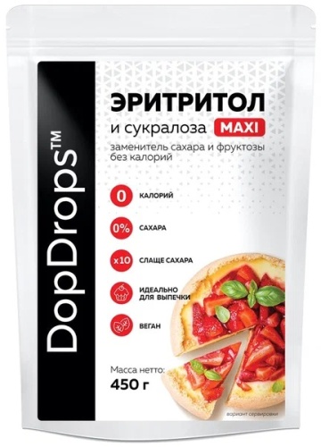Эритритол Maxi DOPDROPS cахарозаметель столовый, упак. 450 г. 